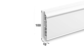 Напольный плинтус Идеал Дюра Фигурный 001 Белый 2200мм/100мм/16мм, 1 м.п.